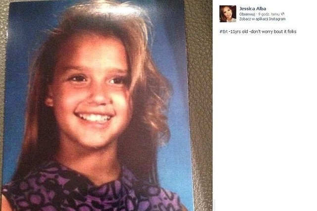 To Jessica Alba!Jedna z najpiękniejszych aktorek świata zamieściła na Facebooku swoje zdjęcie z czasów, gdy miała 11 lat! Poznalibyście w tej uroczej dziewczynce przyszłą seksbombę? (fot. screen Facebook)