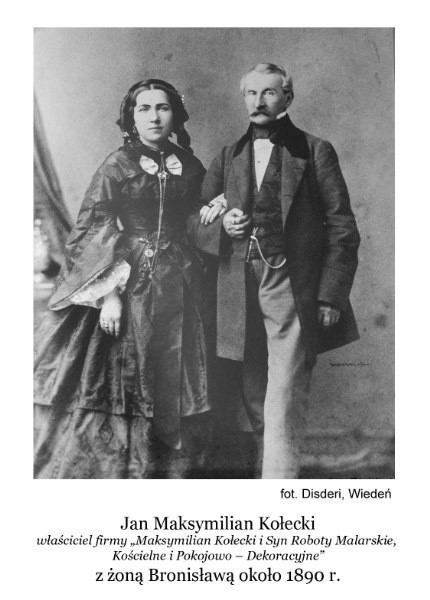 Jan Maksymilian Kołecki z żoną Bronisławą, około 1890 roku