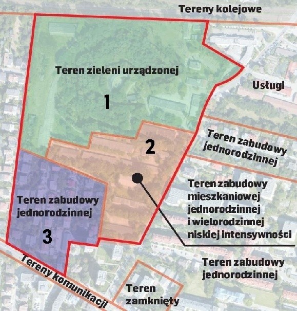 Takiego planu zagospodarowania terenów w rejonie fortu chciałoby Stowarzyszenie Zielone Bronowice. Obszary 1 – 3 odnoszą się do punktów zaznaczonych w artykule