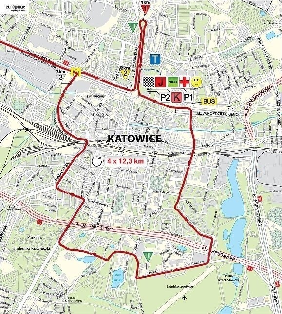 Tour de Pologne Trasa przejadu przez Katowice