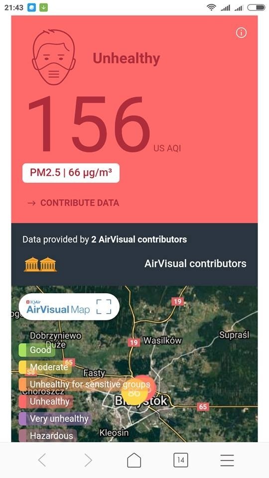 Zrzut z ekranu aplikacji Air Quality | AirVisual