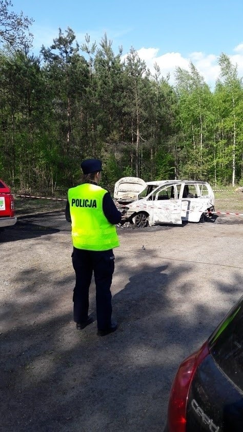 Pożar samochodu. W środku dwa zwęglone ciała. Co się stało w lesie w Krzywej Górze pod Namysłowem