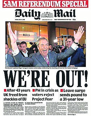 „Daily Mail”. Ten sam tytuł i radość, ale brexitowców