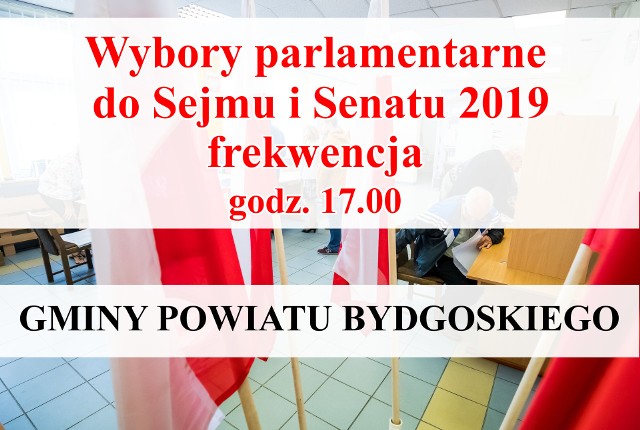 Frekwencja w gminach powiatu bydgoskiego na godz. 17.00 wyniosła 45,39 proc. (ogólnopolska wynosi 45,94 proc.). Ile wyniosła frekwencja w poszczególnych gminach powiatu bydgoskiego?Zobacz >>>