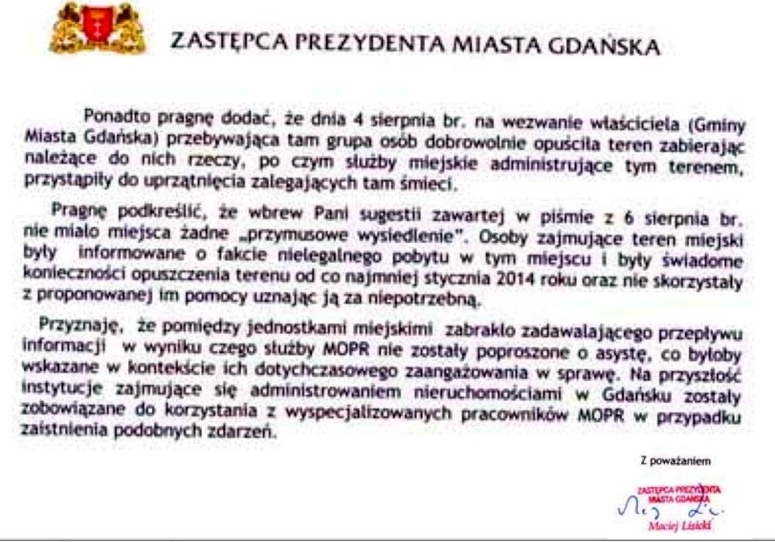 Eksmisja Romów w Gdańsku. Maciej Lisicki odpowiedział na list Amnesty International