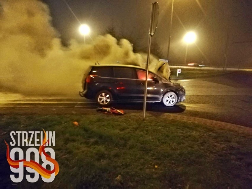 Pożar samochodu na MOP Witowice 23.12.2020