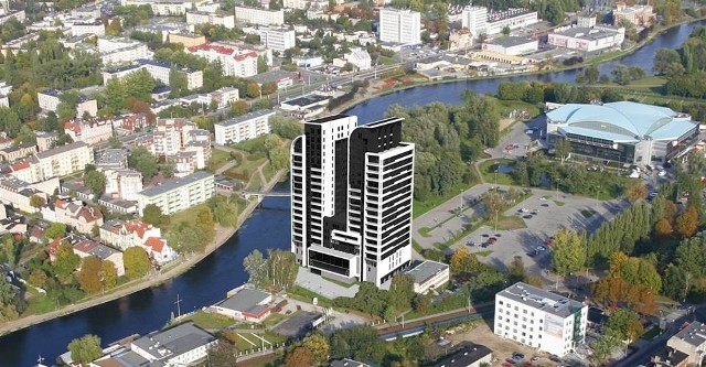 River TowerTak z lotu ptaka będzie prezentował się budynek mieszkalny River Tower.