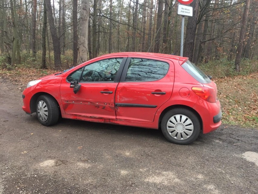 Dwa peugeoty zderzyły się pomiędzy Dąbrową a dojazdem do autostrady