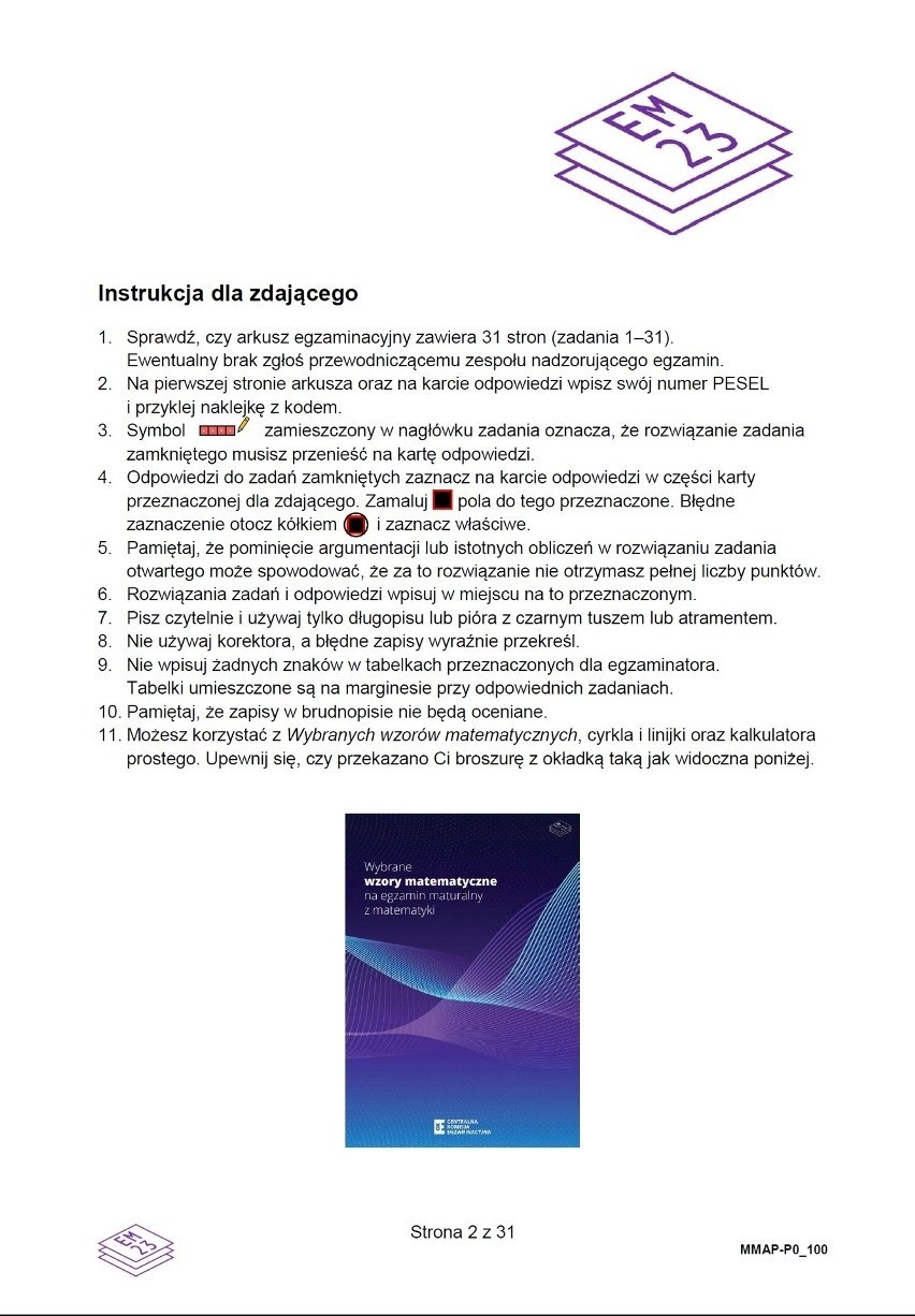 Arkusze CKE z matematyki. Matura 2023  Pytania i odpowiedzi. Są pierwsze arkusze i rozwiązania 8.05.03