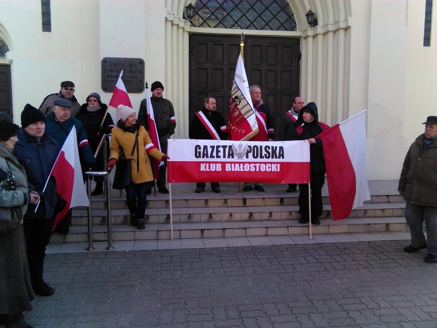 Zwolennicy Marszu Pamięci Żołnierzy Wyklętych w Hajnówce...