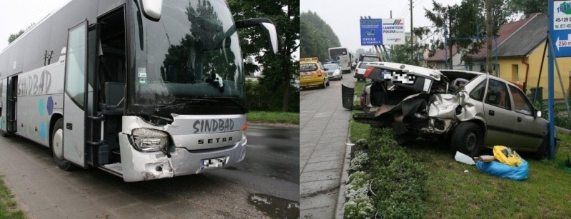 Wypadek w Opolu. Opel uderzył w autokar