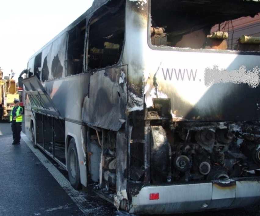 Autokar PSK Chełm zapalił się na autostradzie A1