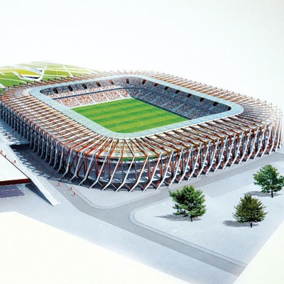 Tak wyglądać będzie stadion miejski w Białymstoku Anno Domini 2011. Mecze Jagiellonii będzie mogło oglądać około 25 tysięcy widzów.
