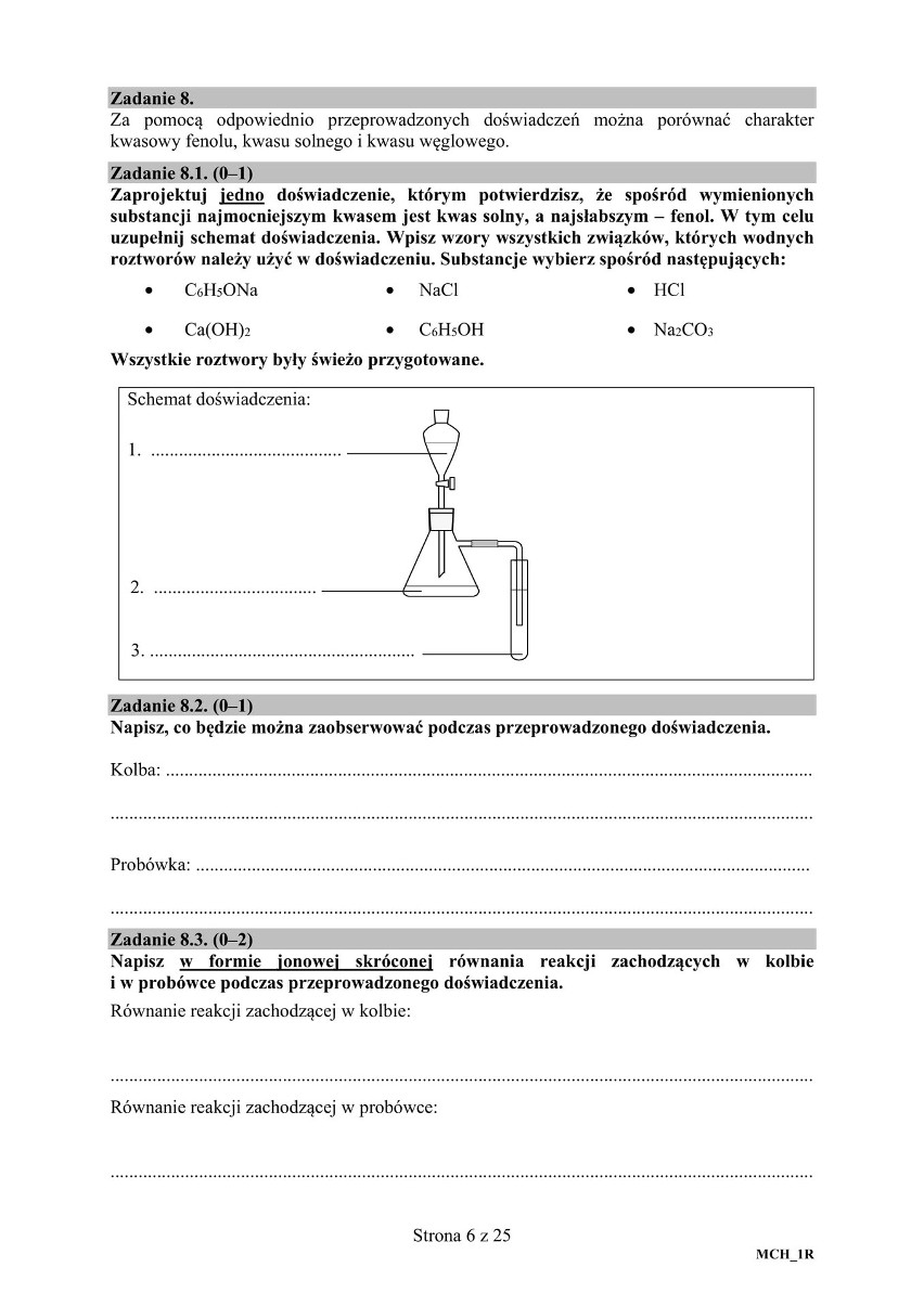 Matura Chemia 2018 Odpowiedzi, Arkusz CKE Matura z chemii...