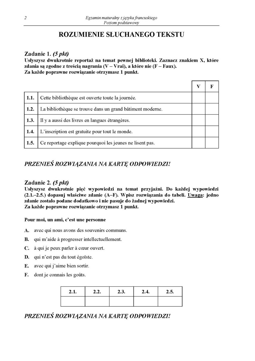 Matura 2014 FRANCUSKI [ODPOWIEDZI, ARKUSZE CKE, PYTANIA]...