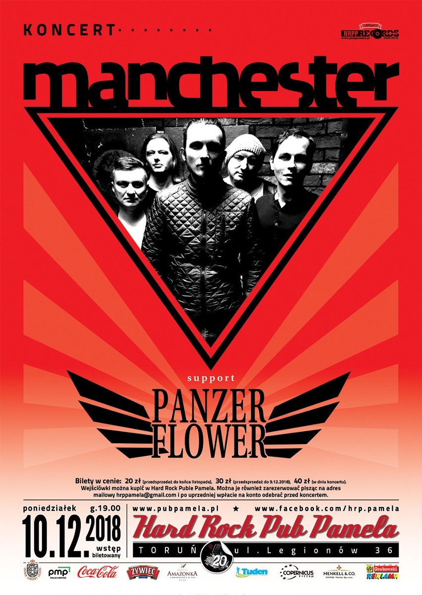 Grupa Manchester zagra na zakończenie sezonu koncertowego w kultowym klubie HRPP w Toruniu. Zespół Panzerflower jako support