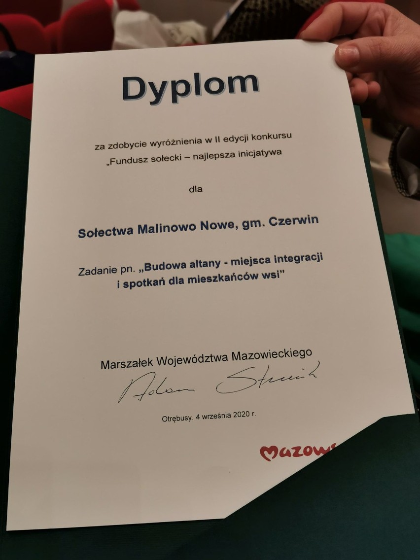 Malinowo Nowe z wyróżnieniem w konkursie "Fundusz sołecki – najlepsza inicjatywa"