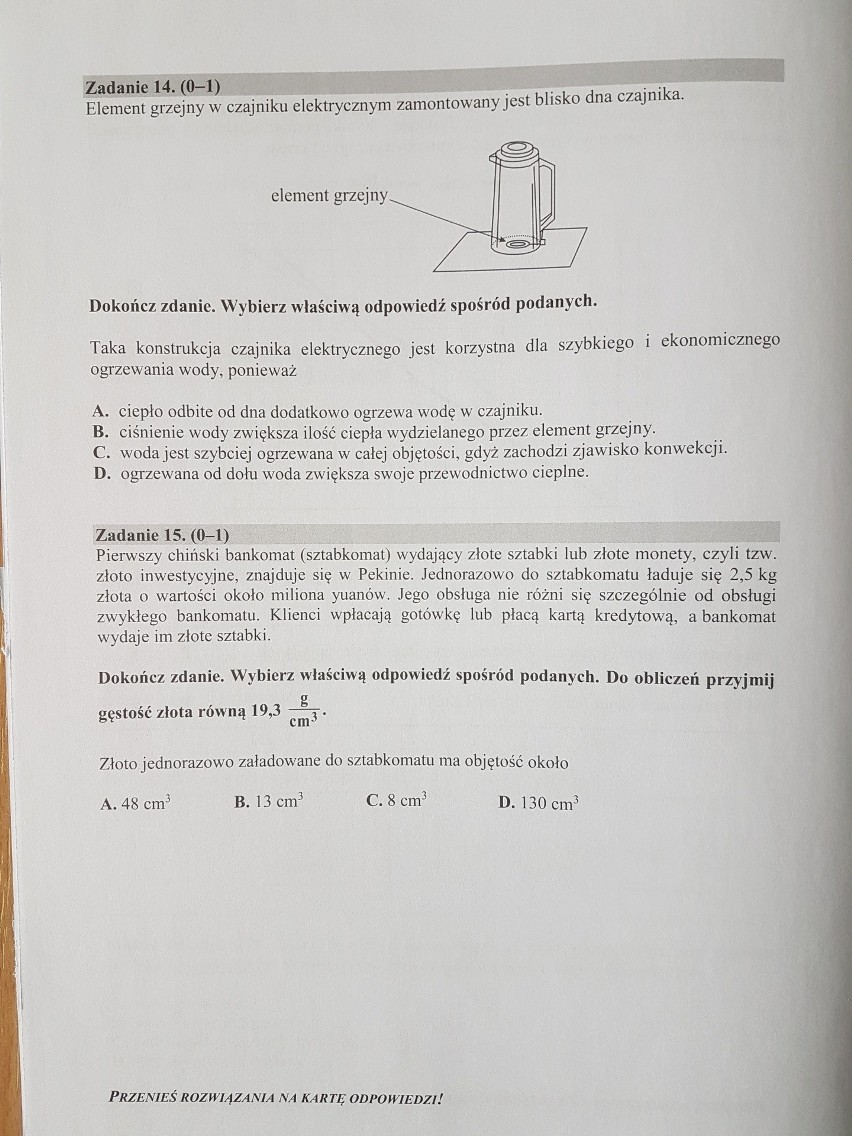 Egzamin gimnazjalny 2017 [PRZYRODA] - odpowiedzi - arkusze - pytania