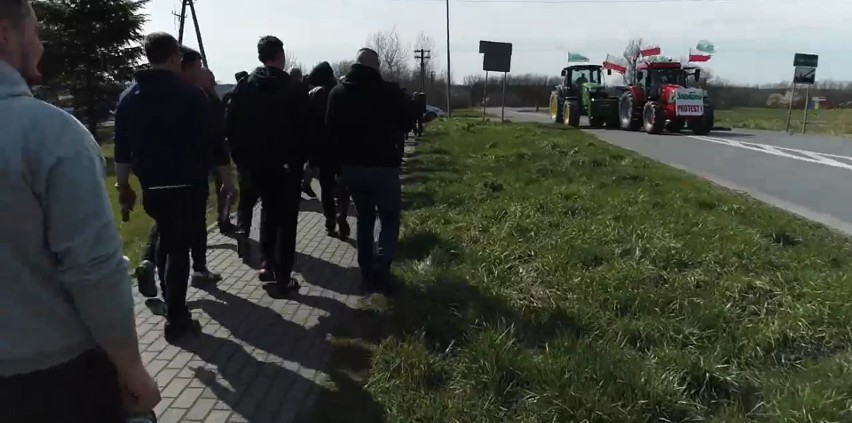 Rolnicy w Szczekocinach przeciw importowi zboża z Ukrainy. Wyjechali traktorami na DK 78. Zobacz VIDEO