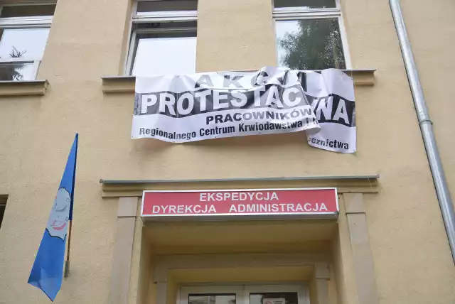 Protest w stacji krwiodawstwa w Lublinie we wrześniu 2017 roku