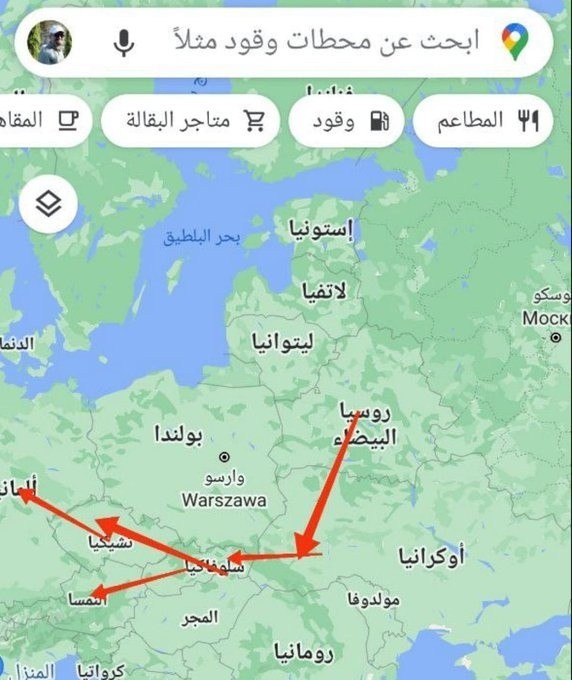 Mapa, która pojawiła się w twitterowym wpisie białoruskiej...
