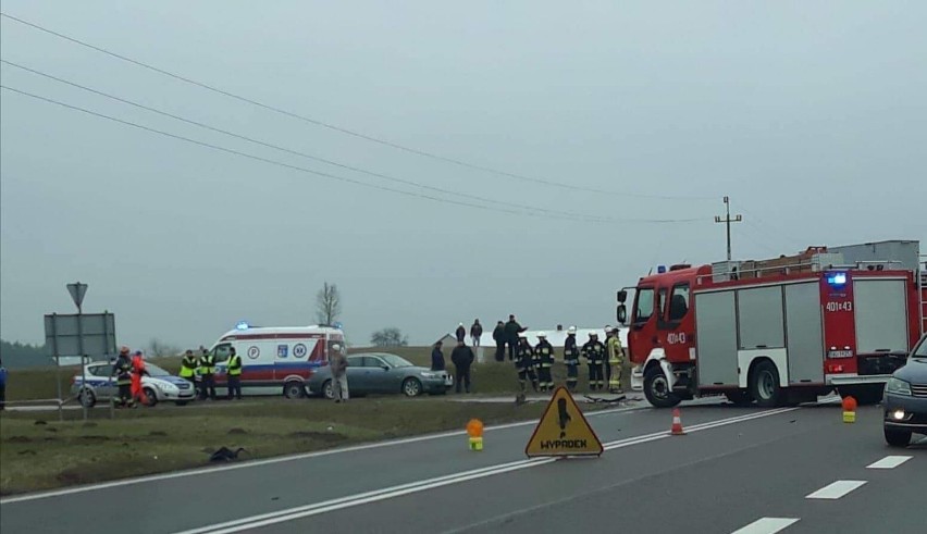 Kamień. Wypadek na DK 8. Zderzenie dwóch aut osobowych. Sześć osób rannych w tym troje dzieci [ZDJĘCIA]