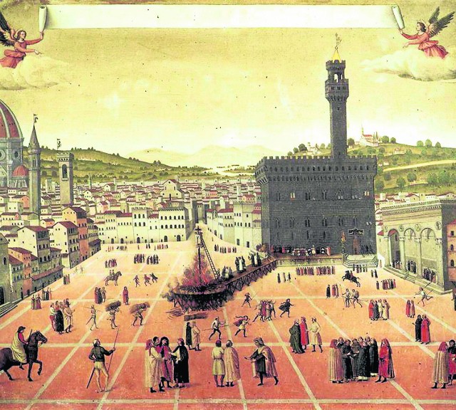 Obraz z epoki przedstawiający egzekucję Savonaroli
