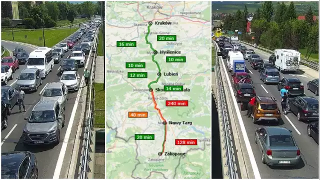 Korki w Małopolsce utworzą się dziś (niedziela, 06.06.2021) w wielu miejscach. Na ten moment największy ruch jest na zakopiance i A4.