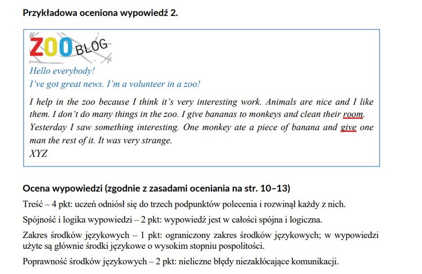 Przykładowa realizacja zadania z punktacją.