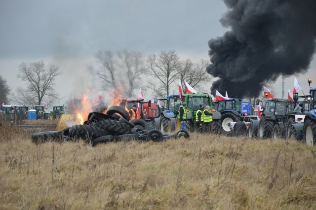 Protest rolników w Nowym Dworze Gdańskim w dniu 20 lutego 2024 roku