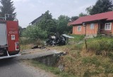 Pruchnik. Kierowca stracił panowanie nad pojazdem i uderzył w betonowy przepust. Nieprzytomny trafił do szpitala