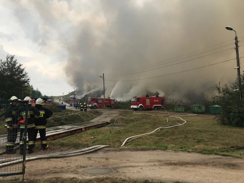 Studzianki. Pożar wysypiska śmieci gminy Wasilków gasi...