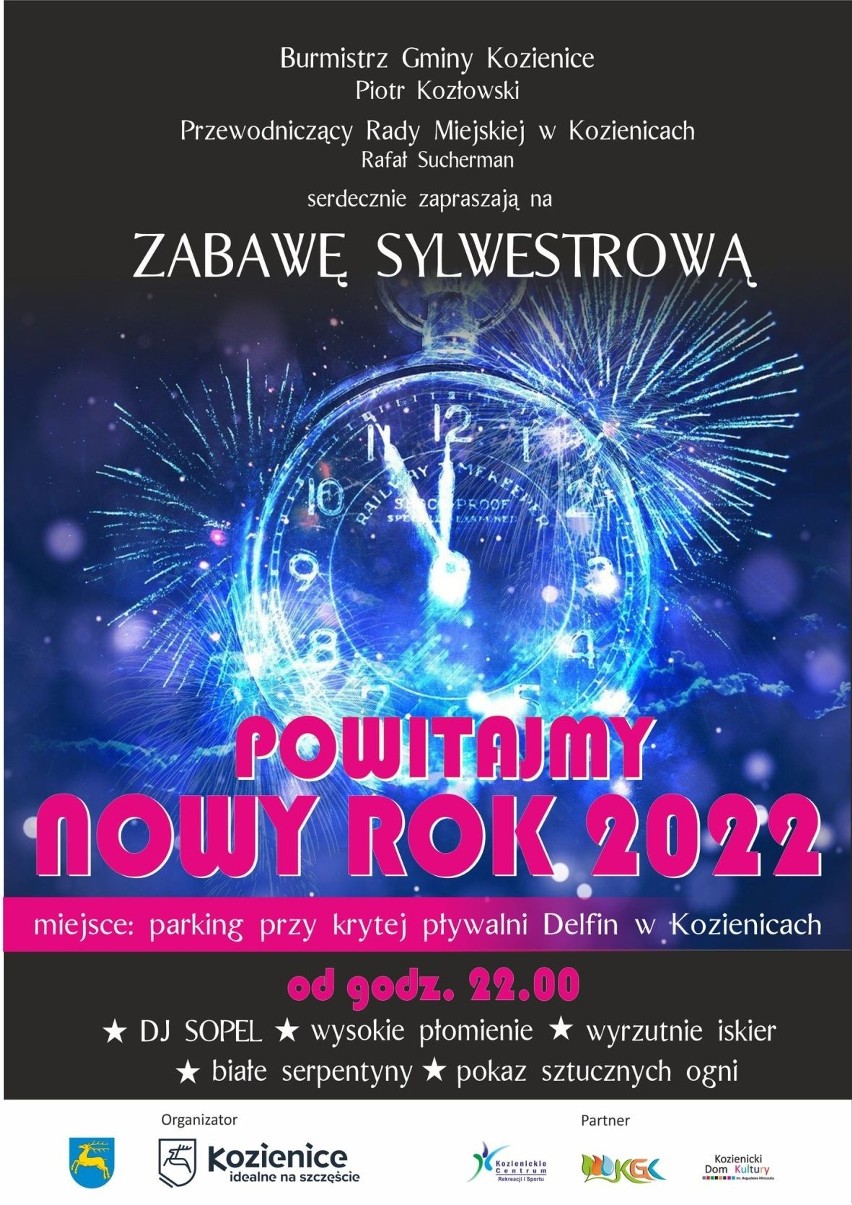 Sylwester 2021-22 w Kozienicach. Mieszkańcy powitają Nowy Rok 2022 na placu koło pływalni Delfin. Będzie wystrzałowa zabawa
