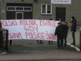 Protest rolników na DK 43 w Waleńczowie. Ceny skupu żywca ich zdaniem są za niskie [ZDJĘCIA]