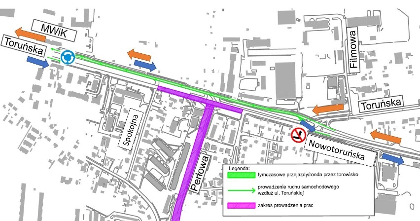 Prace spowodują zmiany w ruchu na ul Toruńskiej - data zmian...
