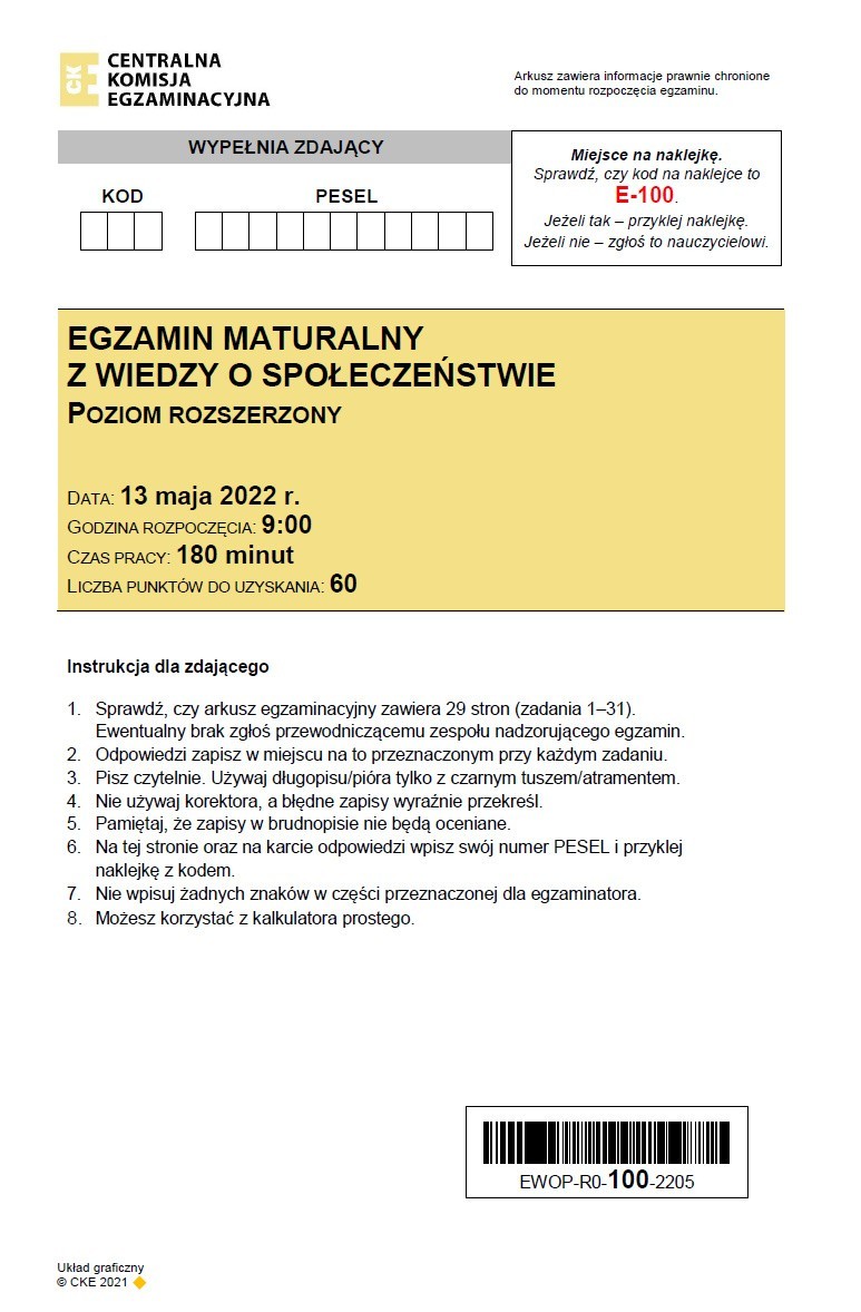 ODPOWIEDZI do zadań z matury z WOS-u 2022, poziom...