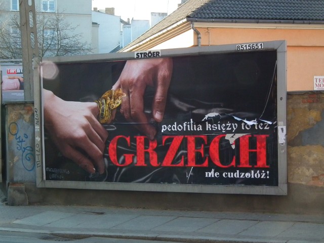 18.03.2015 poznan gw pedofilia to grzech bilboard. glos wielkopolski. fot. glos wielkopolski/polska press