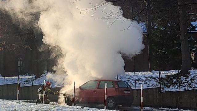 Pożar samochodu w centrum Wadowic