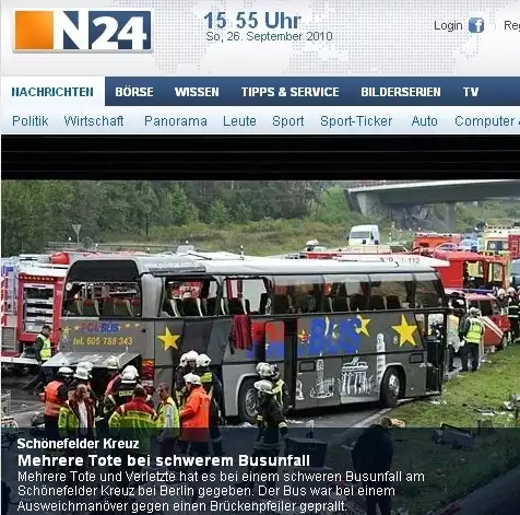 na bieżąco informują o tragicznym wypadku polskiego autobusu.