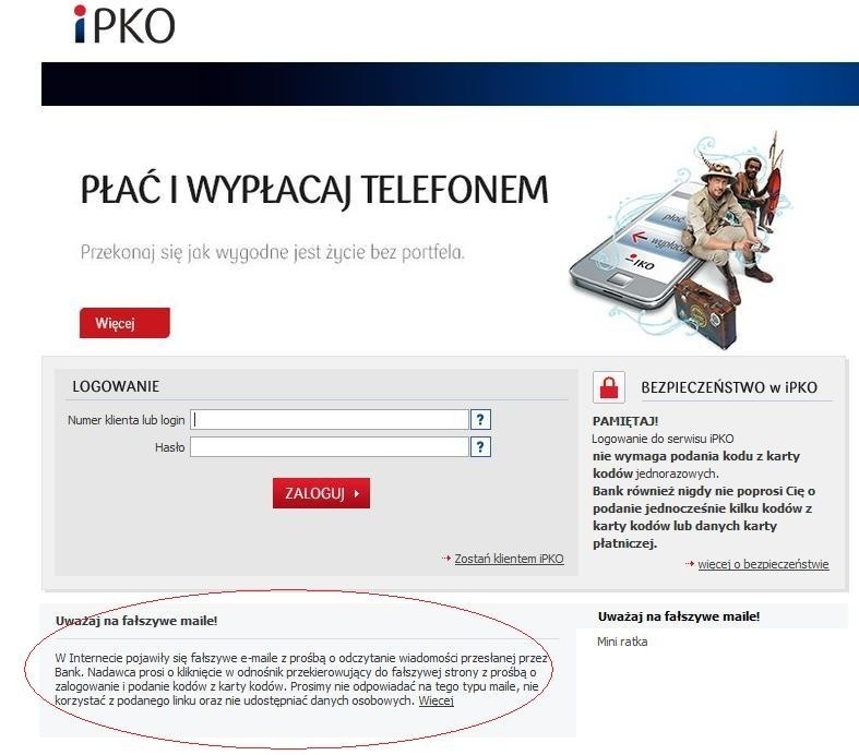 Bank PKO BP ostrzega na swoich stronach internetowych przed...