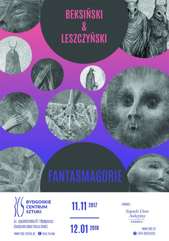 Plakat wystawy "Beksiński. Leszczyński. Fantasmagorie".