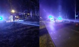 Wypadek w Furmanach. BMW wpadło do rowu i uderzyło w drzewo. Jedna osoba została przewieziona do szpitala (ZDJĘCIA)