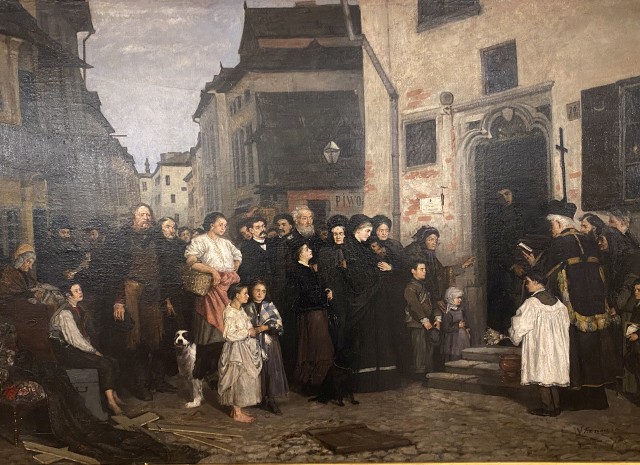 Obraz Wacława Koniuszki „Pogrzeb powstańca 1863 na Kazimierzu w Krakowie”