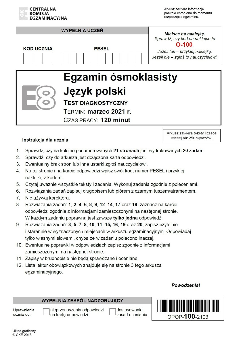 Próbny egzamin ósmoklasisty 2021 z polskiego. Pojawiły się m.in. pytania o "Pana Tadeusza". Co o teście sądzą uczniowie? Opinie i komenarze