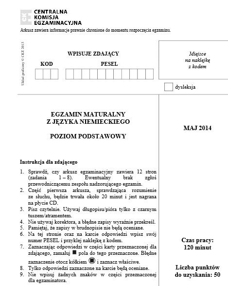 Matura 2014 niemiecki podstawowy i rozszerzony. Co było? (ODPOWIEDZI, PYTANIA, ZADANIA, ARKUSZ CKE)