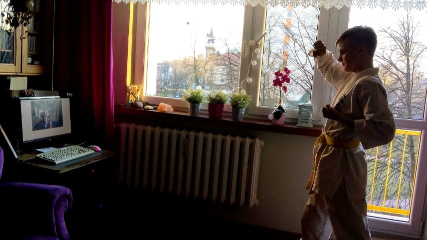 Karate online w Sosnowcu. Dzieci ćwiczą z trenerem przez połączenie wideo 