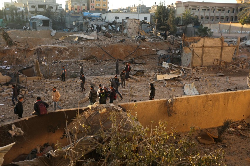 Teren zbombardowany w Strefie Gazy
