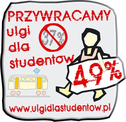 Na przejazdy pociągami osobowymi i pospiesznymi na podstawie imiennych biletów miesięcznych studentowi będzie przysługiwała ulga w wysokości 49 procent.