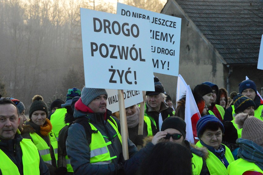 Styczniowy protest na skrzyżowaniu w Krzyszkowicach