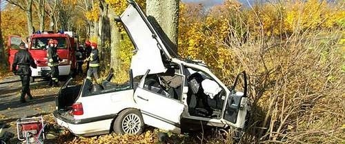 Po uderzeniu w drzewo na miejscu zginął kierowca.